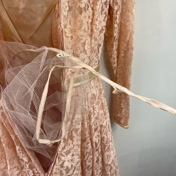 Vintage 50's Small Pink Lace Full Sweep Hollywood Maisel Style‎ Cocktail Dress - Picture 12 of 14